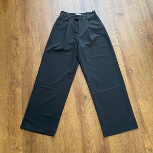 Design Vogue Womens Size M Pleated Front Wide Leg Pants Black